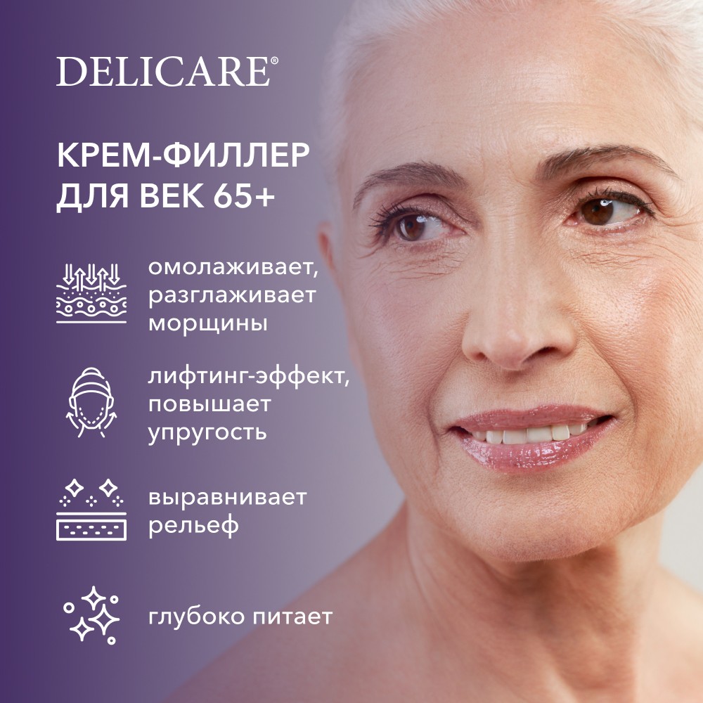 Крем - филлер для век Delicare Retinol Revolution 65+ 20мл. Фото 5.