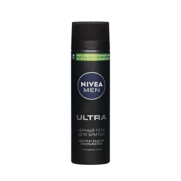 Черный гель для бритья NIVEA " Ultra " с активным углем 200мл.