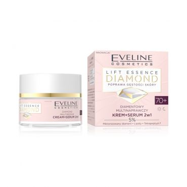 Бриллиантовый мультивосстанавливающий крем - сыворотка для лица 2 в 1 Eveline Lift Essence Diamond 70+ 50мл.