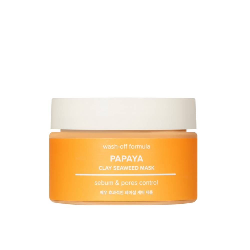 Восстанавливающая маска для лица с папайей NSC Papaya Clay Seaweed mask 120г. Фото 5.