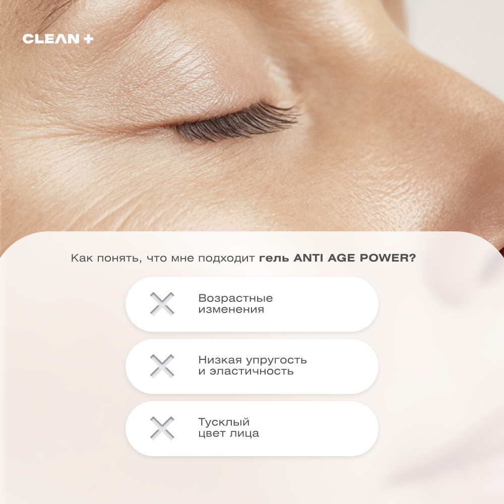 Гель для умывания CLEAN+ Anti Age Power 200мл. Фото 8.