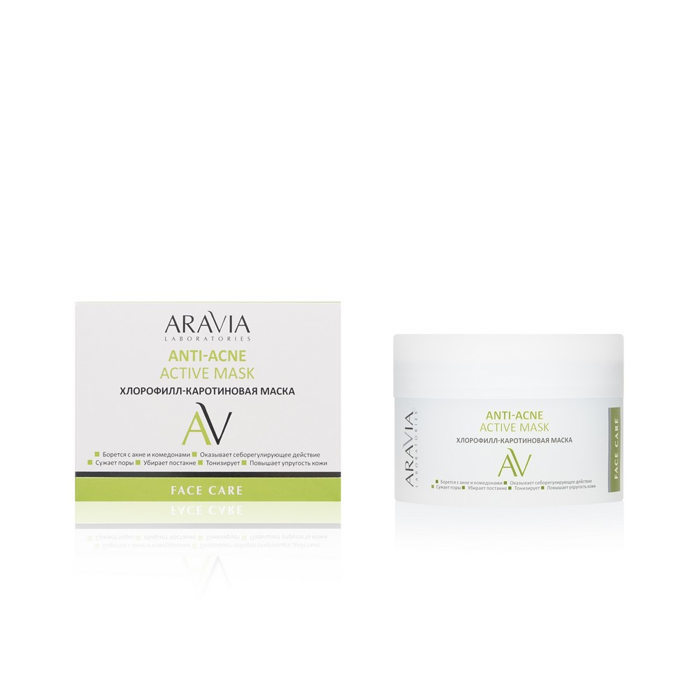 Хлорофилл-каротиновая маска для лица Aravia Laboratories Anti-Acne Active mask 150мл. Фото 1.