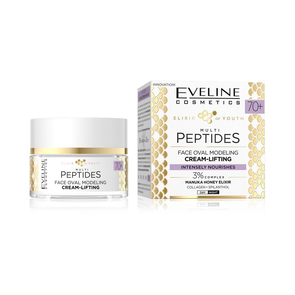 Крем - лифтинг , моделирующий овал лица Eveline Multi Peptides 70+ 50мл. Фото 1.