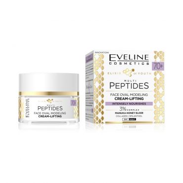Крем - лифтинг , моделирующий овал лица Eveline Multi Peptides 70+ 50мл.