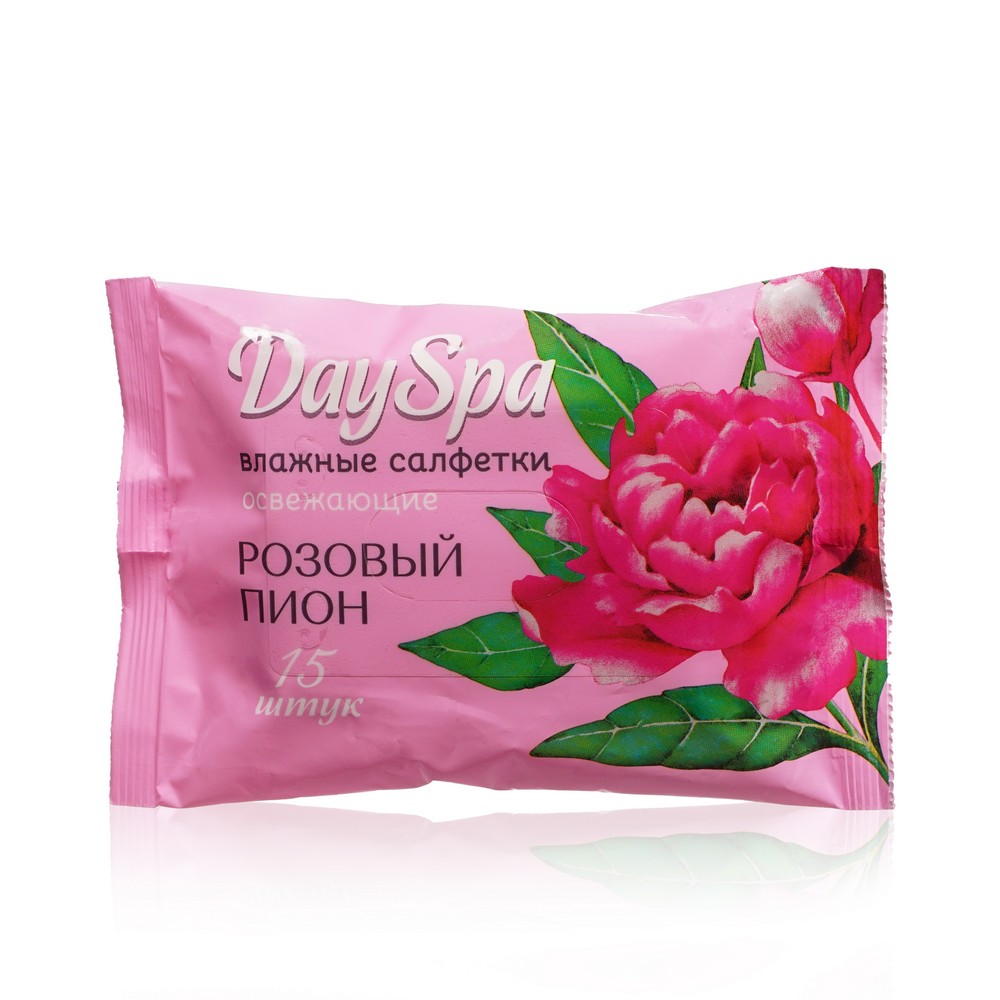 Освежающие влажные салфетки Day Spa " Розовый пион " 15шт. Фото 1.