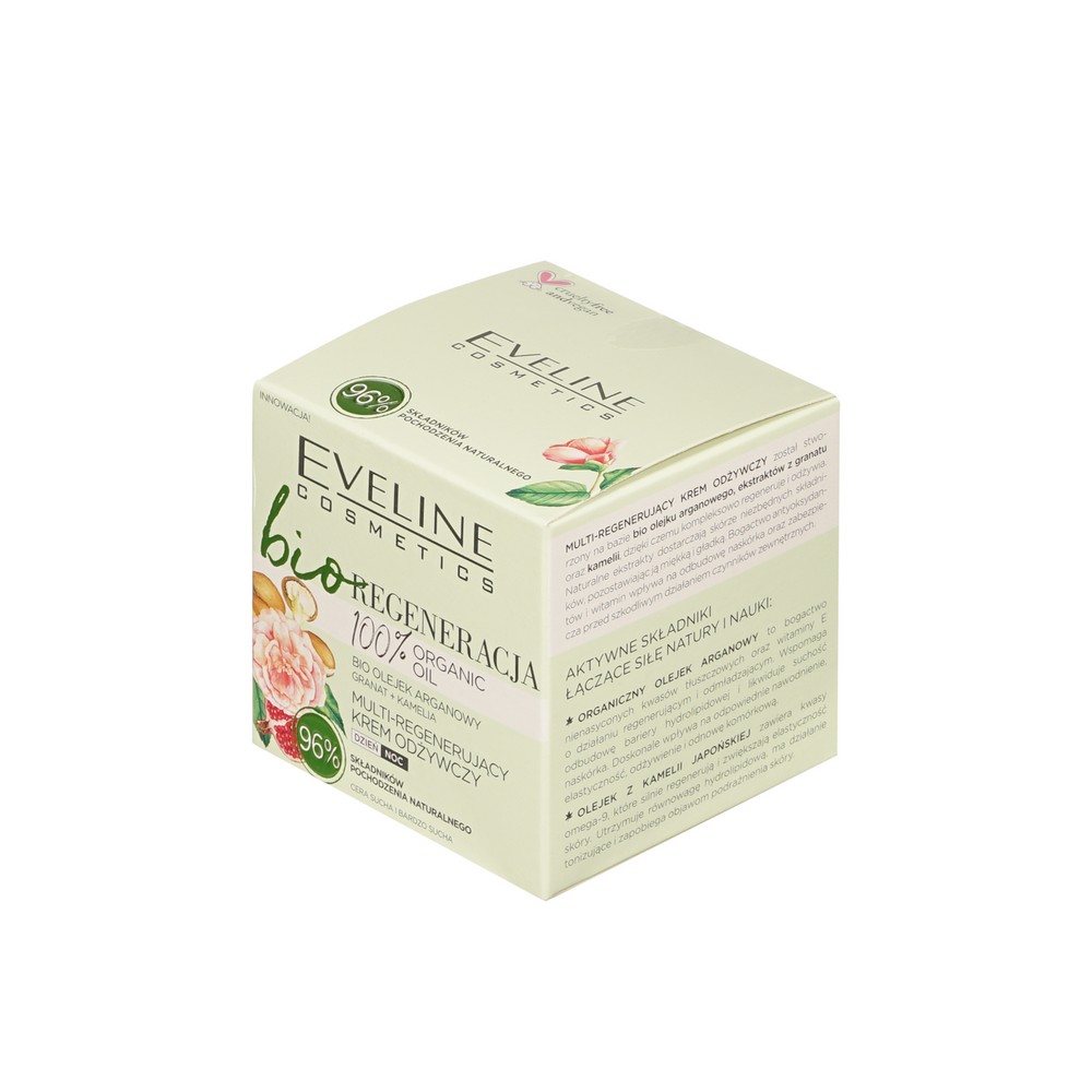 Мульти-регенерирующий питательный крем для лица Eveline 100% organic oil 50мл. Фото 2.