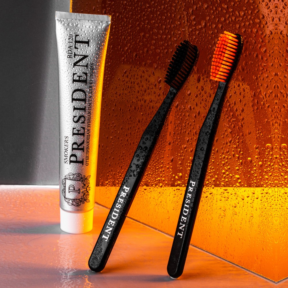 Отбеливающая зубная паста для курящих PresiDENT Smokers RDA 120 75мл. Фото 9.