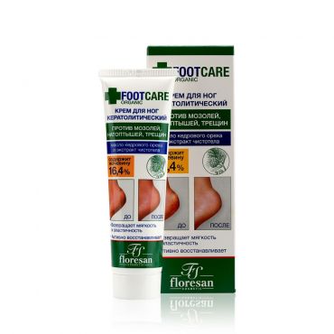 Крем для ног кератолический Floresan Organic foot Care против мозолей, натоптышей и трещин 100мл.