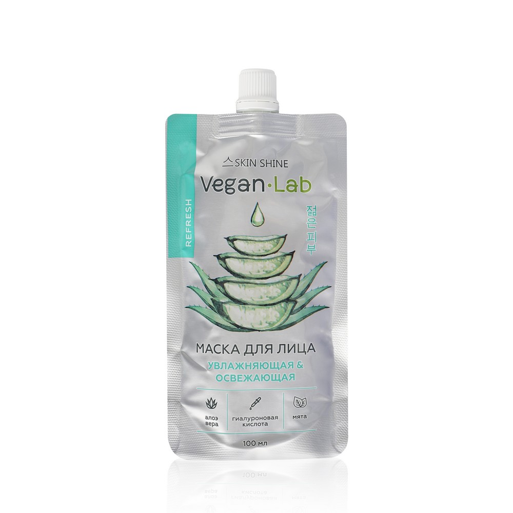 Маска для лица Skin Shine Vegan Lab " увлажняющая и освежающая " 100мл. Фото 1.