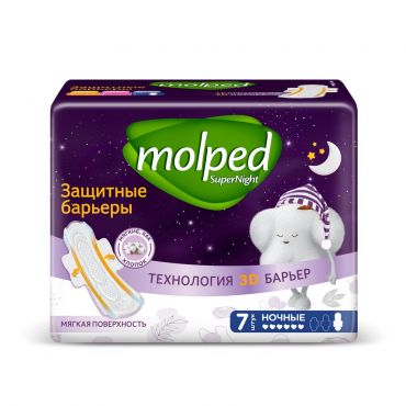Женские прокладки с барьерами Molped Super Ночные 7шт.