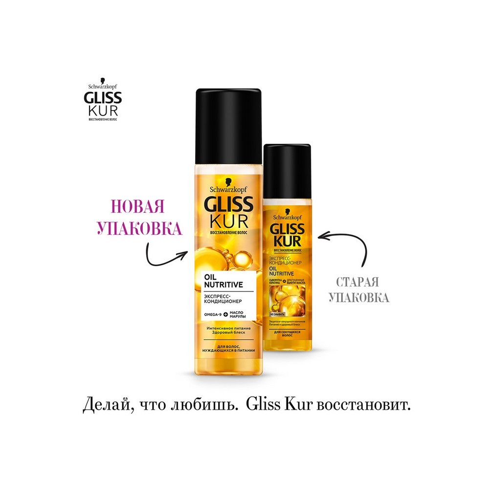 Экспресс - кондиционер Глисс Кур Oil Nutritive для длинных , секущихся волос 200мл. Фото 5.