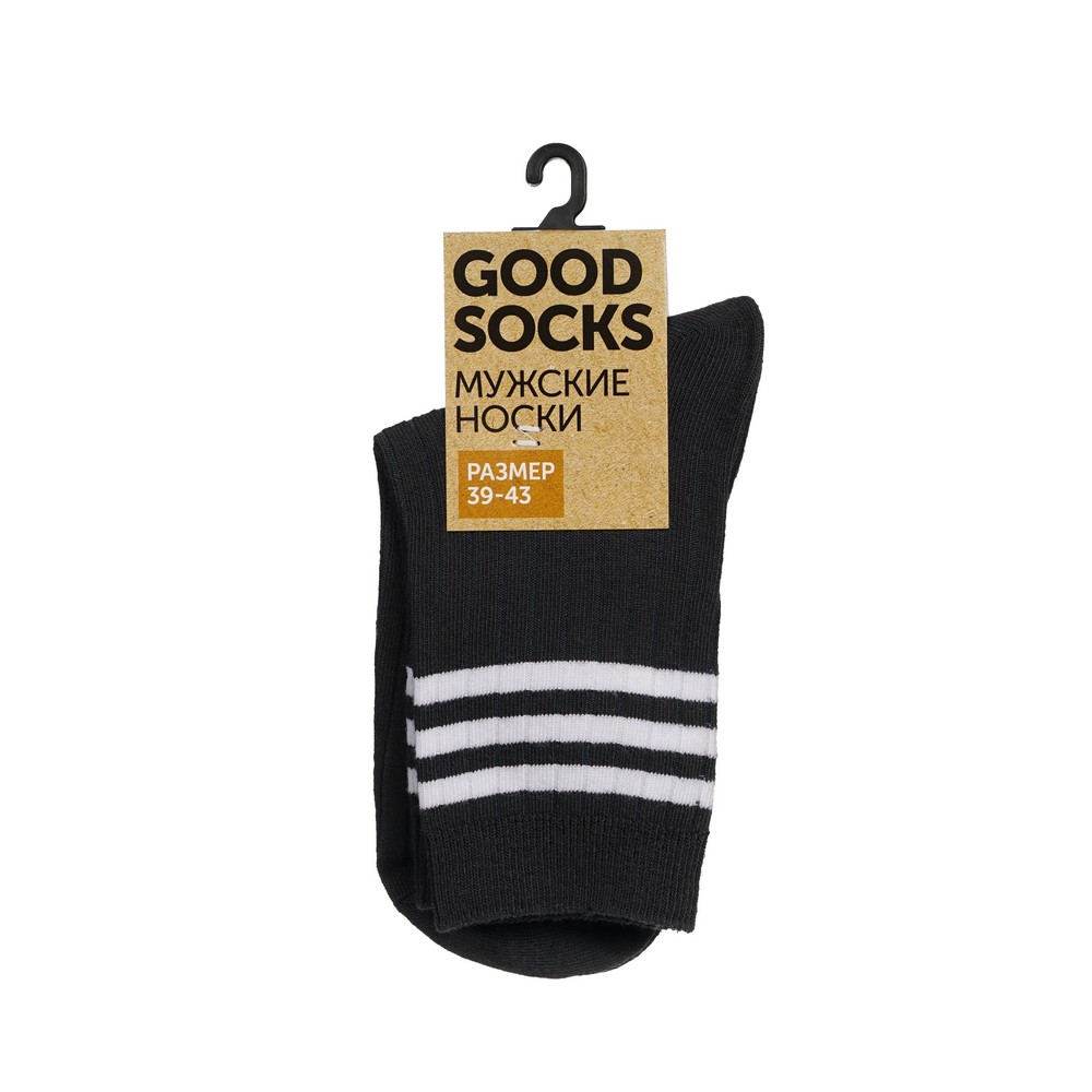 Мужские однотонные носки Good Socks Лапша/Полоски Темно-серый р.39-43. Фото 1.