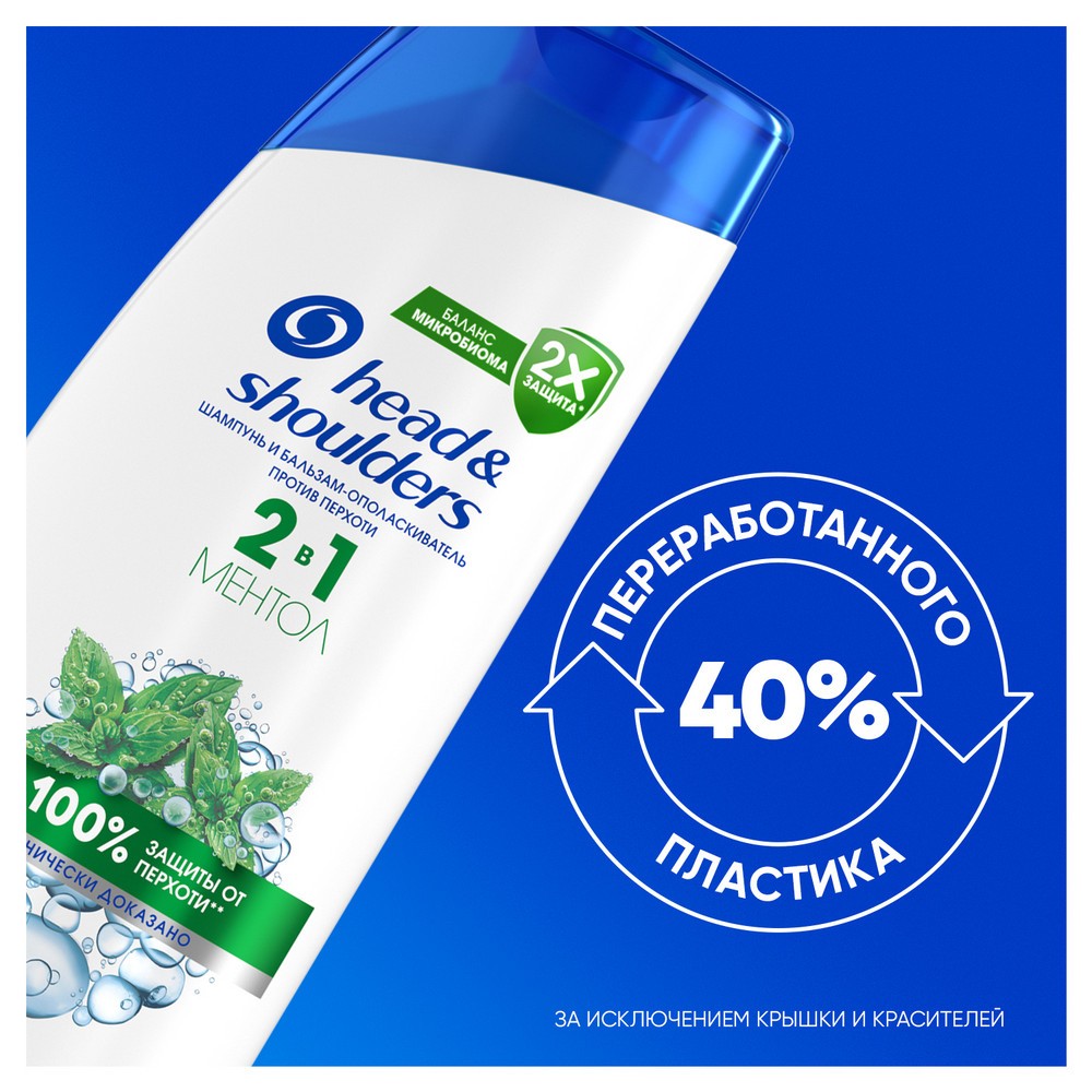 Шампунь и бальзам-ополаскиватель против перхоти Head and Shoulders 2 в 1 Ментол 360мл. Фото 11.
