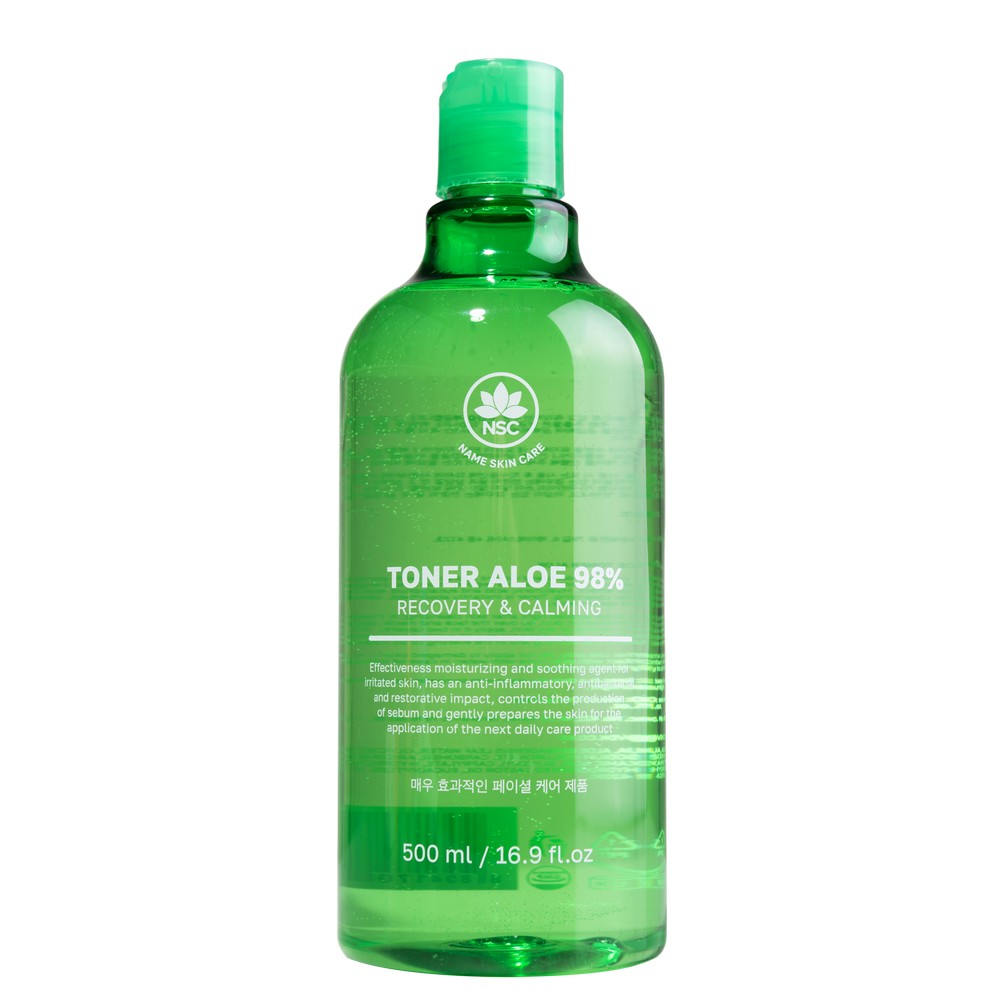 Восстанавливающий тонер для лица с алоэ NSC Aloe 98% Recovery & Calming 500мл. Фото 1.