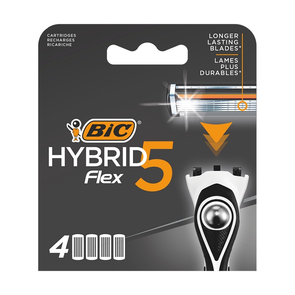 Сменные кассеты для бритья Bic Flex 5 Hybrid 4шт. Фото 1.