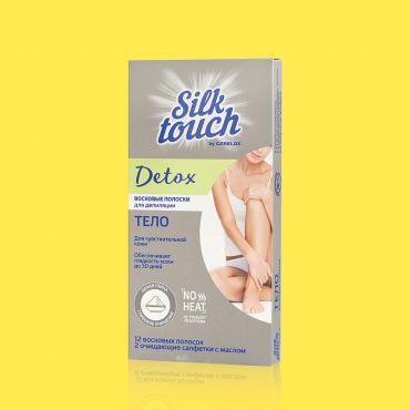 Восковые полоски для депиляции Carelax Silk Touch Detox для тела 12шт.