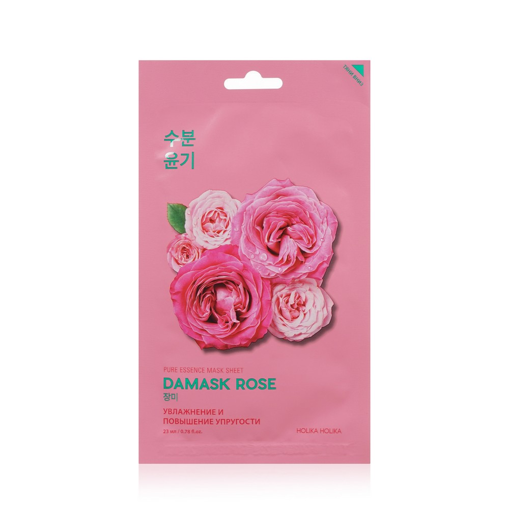 Тканевая маска Holika Holika для лица " Pure Essence Mask Sheet Damask Rose " увлажняющая 23мл. Фото 1.