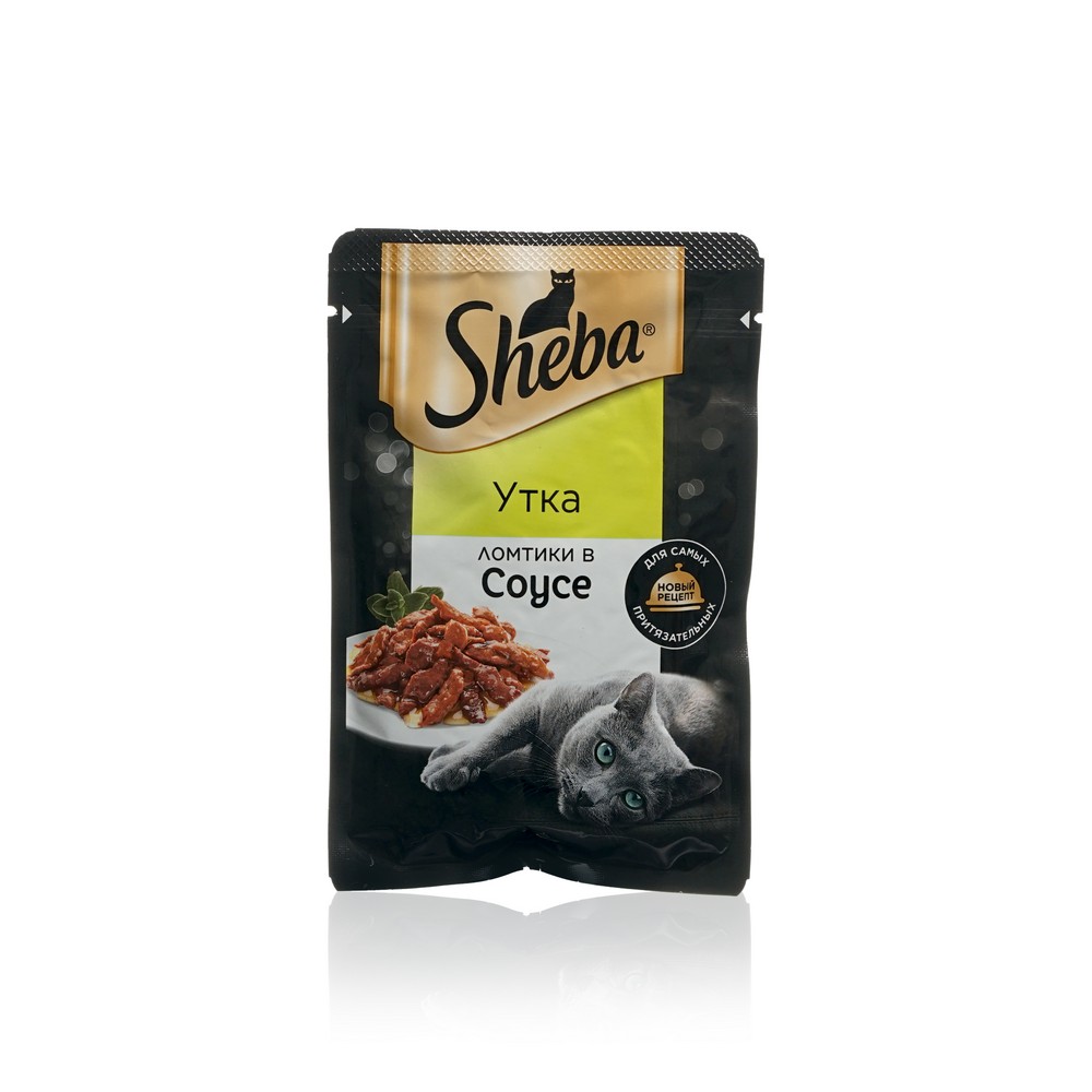 Влажный корм для кошек Sheba Pleasure ломтики в соусе с уткой 75г. Фото 1.