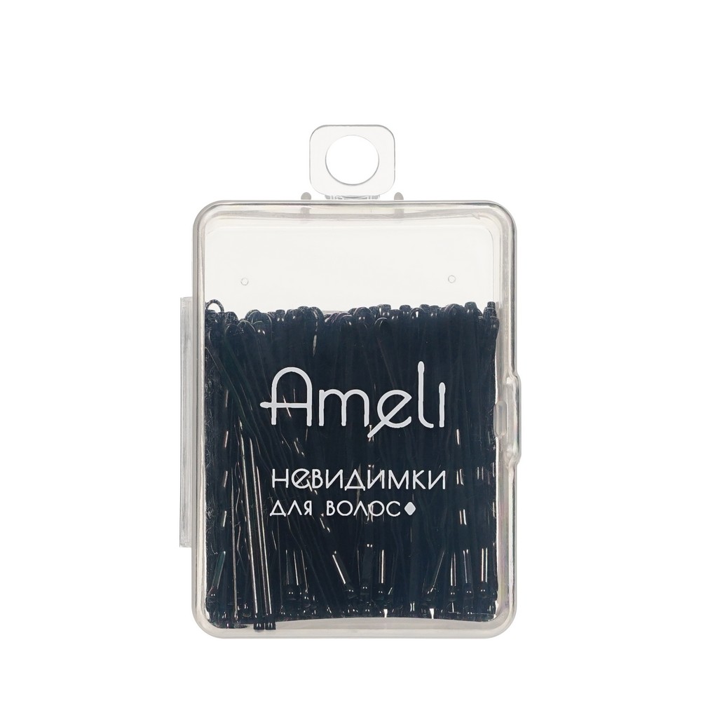 Невидимки для волос в коробке Ameli черные 4,9см 100шт. Фото 1.