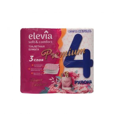 Туалетная бумага Elevia Flower perfume 3х-слойная 4шт.