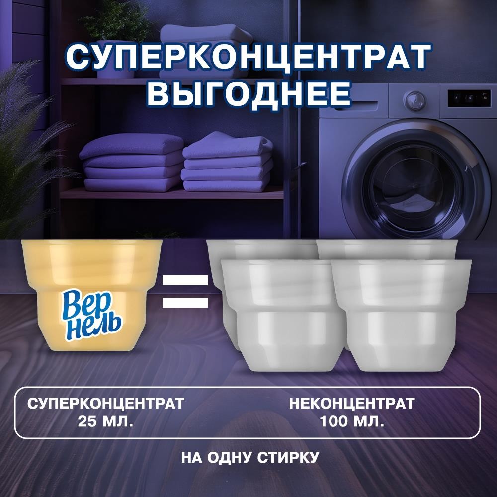 Концентрированный кондиционер для белья Вернель Ароматерапия+ " Лаванда и Сандал " 1,74л. Фото 7.