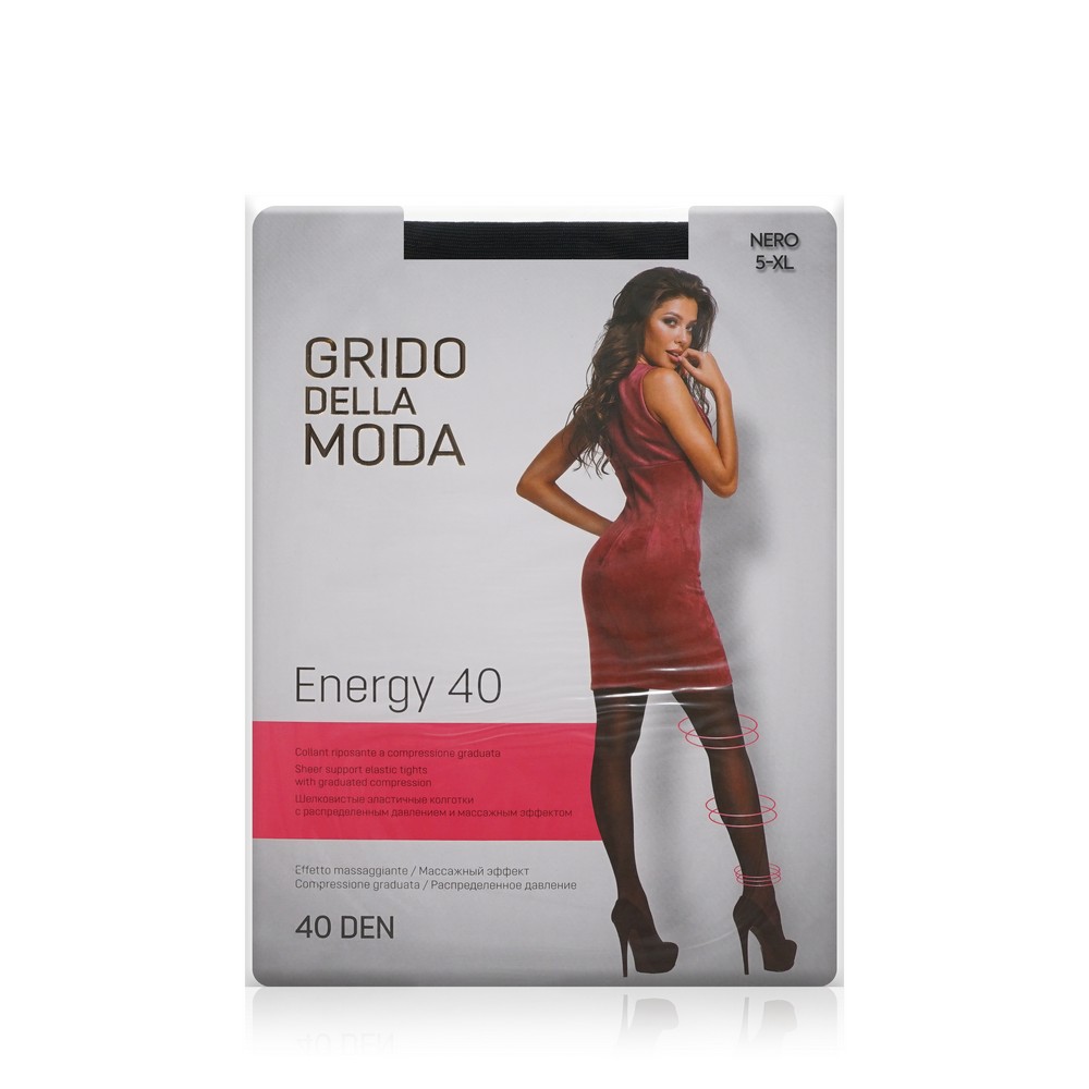 Женские колготки Grido della Moda Energy с массажным эффектом 40den Nero 5 размер. Фото 1.