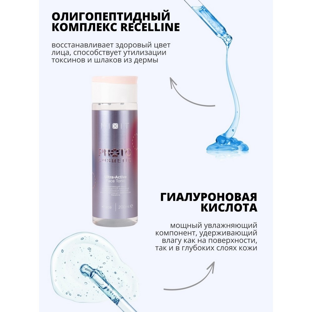 Увлажняющий тоник для лица Mixit Proto Cosmetic для возрастной кожи 30+ , 200мл. Фото 5.