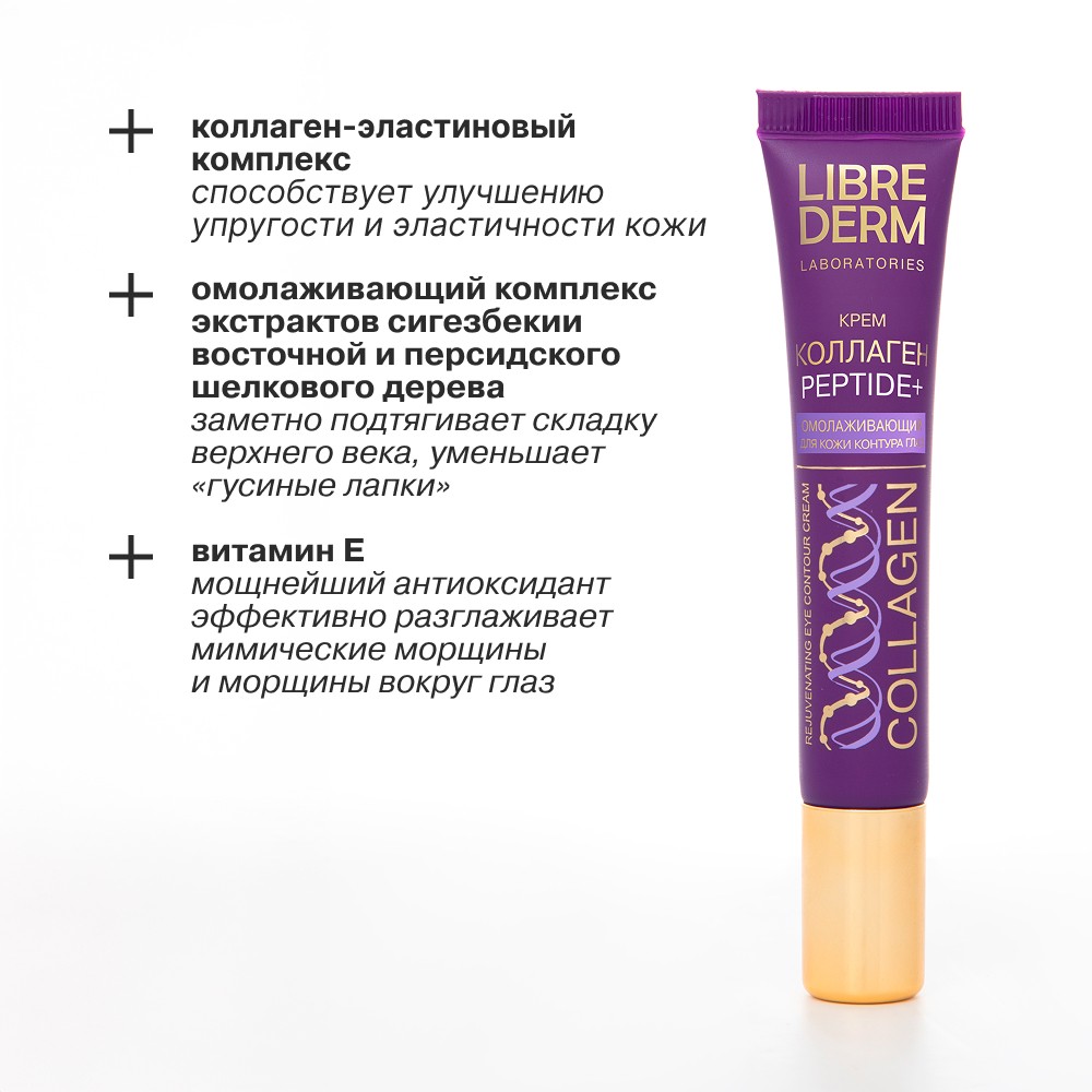 Крем для кожи контура глаз Librederm Коллаген Peptide+ 20мл. Фото 7.