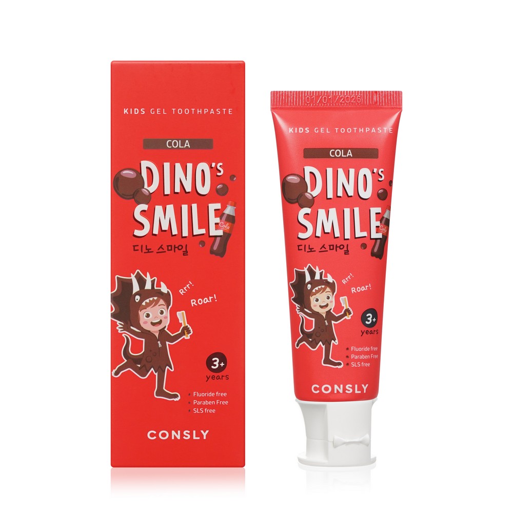 Детская гелевая зубная паста Consly Dino's Smile Cola со вкусом колы 3+ 60г. Фото 1.