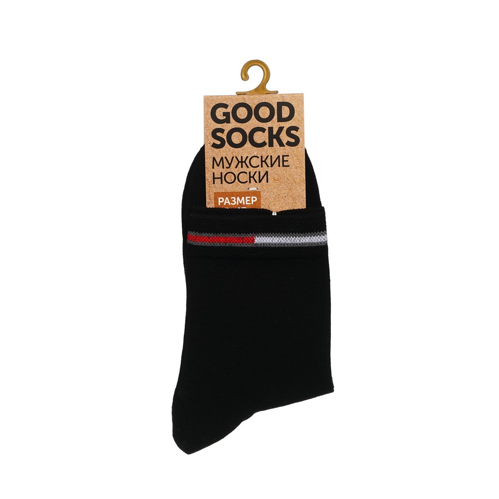 Мужские однотонные носки Good Socks Цветная полоска Черный р.39-43. Фото 1.