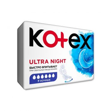 Прокладки Kotex Ultra Dry&Soft Night 7шт.