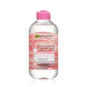 Розовая мицеллярная вода для лица , глаз и губ Garnier Skin Naturals очищение + сияние для тусклой и чувствительной кожи 400мл.