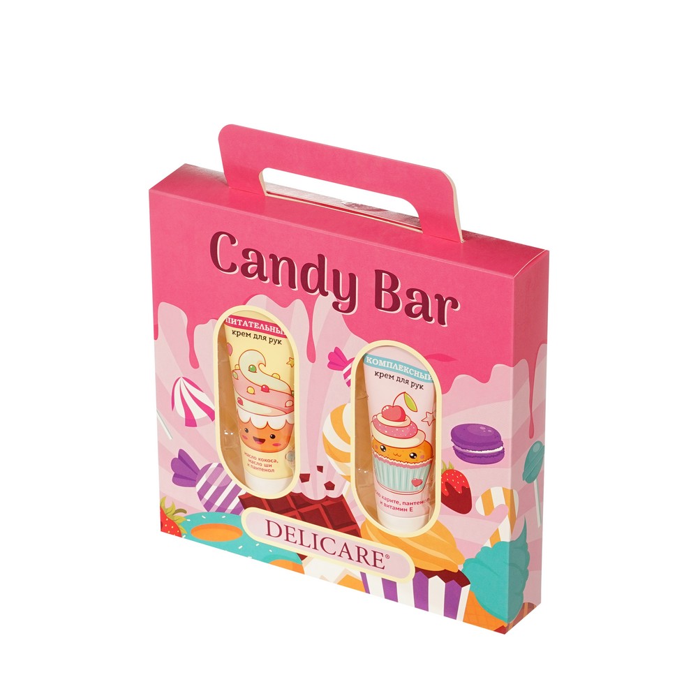 Женский подарочный набор Delicare Candy Bar ( питательный крем для рук 75мл + комплексный крем для рук 75мл ). Фото 2.