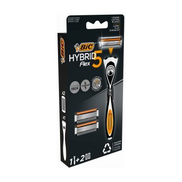 Мужской станок для бритья Bic Flex 5 Hybrid + 2 сменные кассеты.