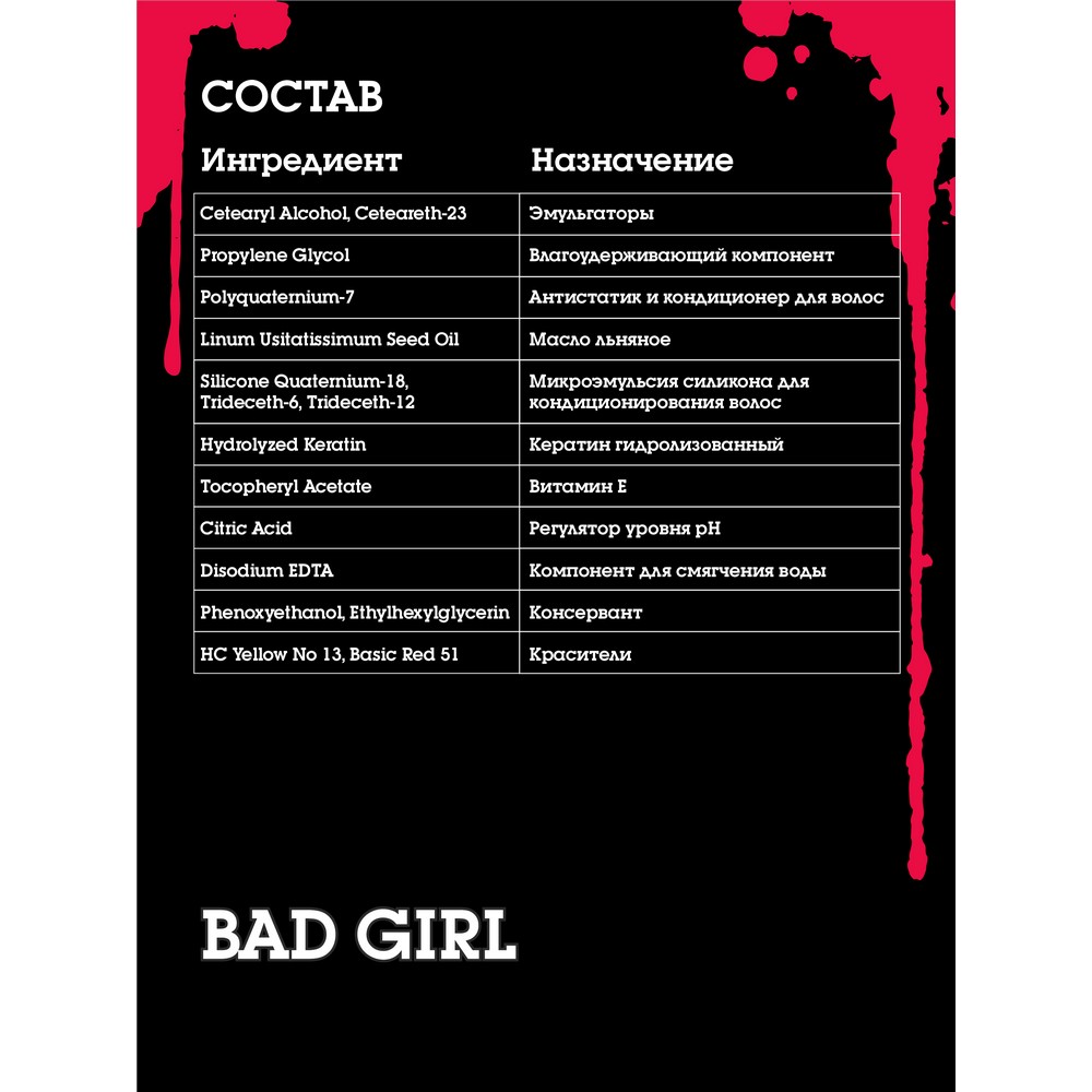 Оттеночный бальзам для волос Bad Girl Queen of hearts 150мл Вид№5