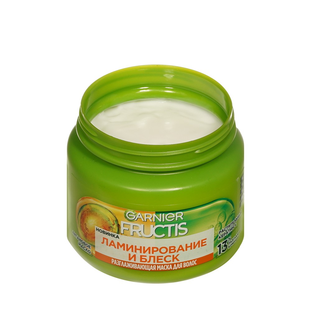 Разглаживающая маска для волос Garnier Fructis Ламинирование и Блеск 320мл. Фото 4.