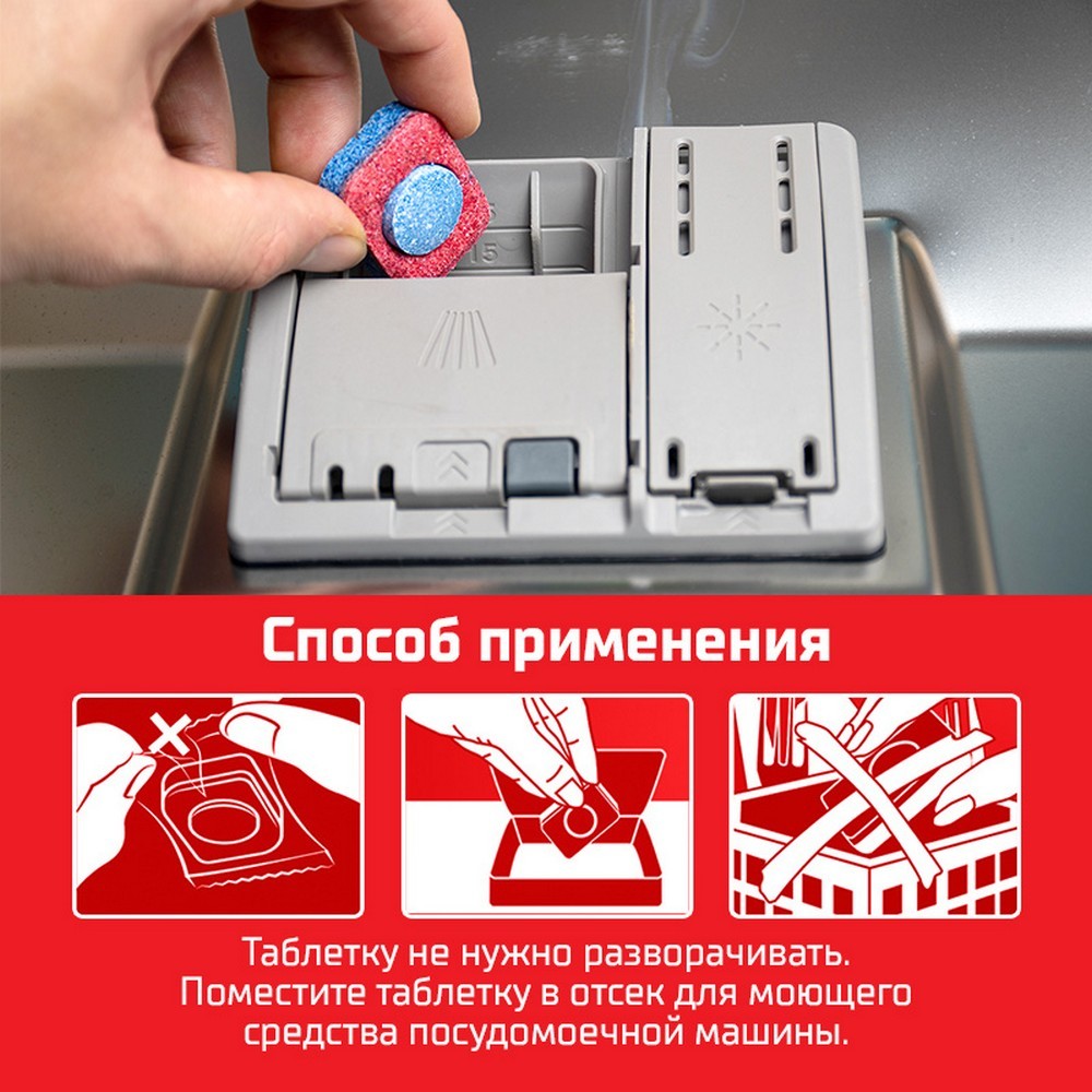 Таблетки для посудомоечных машин Сомат All in 1 Extra 45шт. Фото 6.