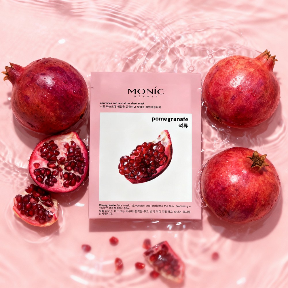 Тканевая маска для лица Monic Beauty Pomegranate 24мл. Фото 2.