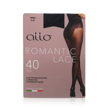 Женские колготки Atto Romantic Lace 40den Nero 5 размер.