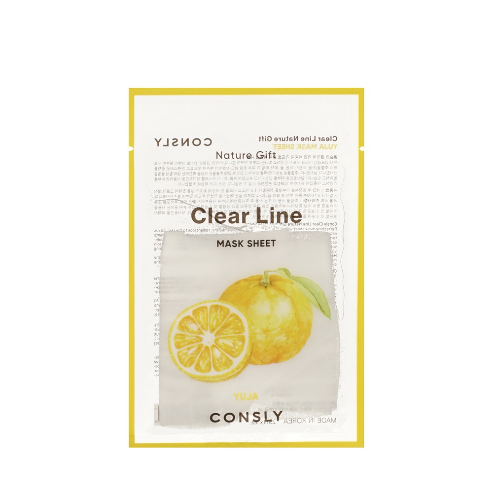 Тканевая маска для лица освежающая с экстрактом юдзу Consly Clear Line 25мл. Фото 1.
