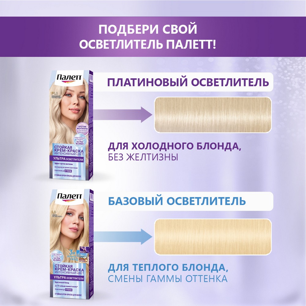 Стойкая крем - краска для волос Палетт Интенсивный цвет L0 Ультра осветлитель 110мл. Фото 11.