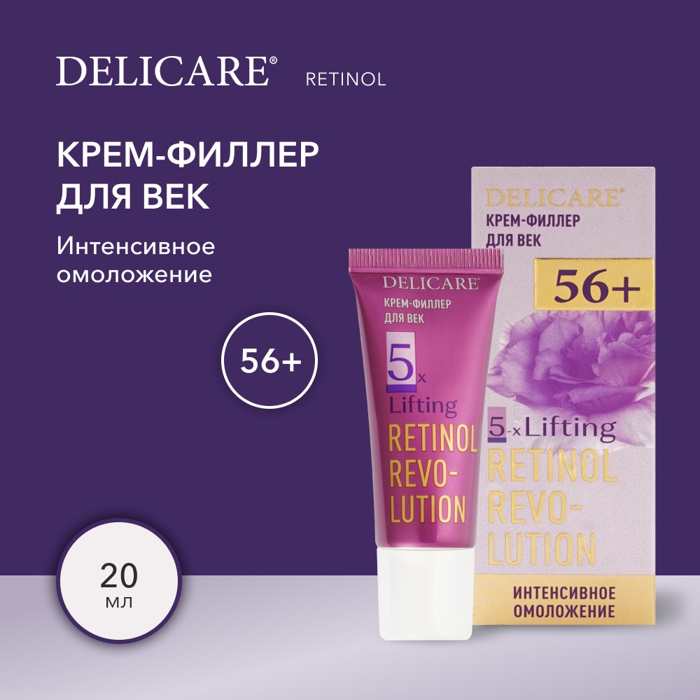 Крем - филлер для век Delicare Retinol Revolution 56+ 20мл. Фото 4.