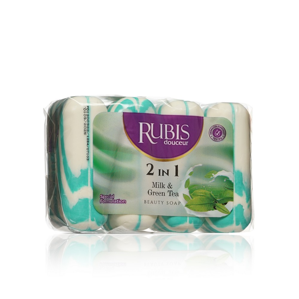 Мыло туалетное Rubis " Milk & Green Tea " 4*90г. Фото 2.