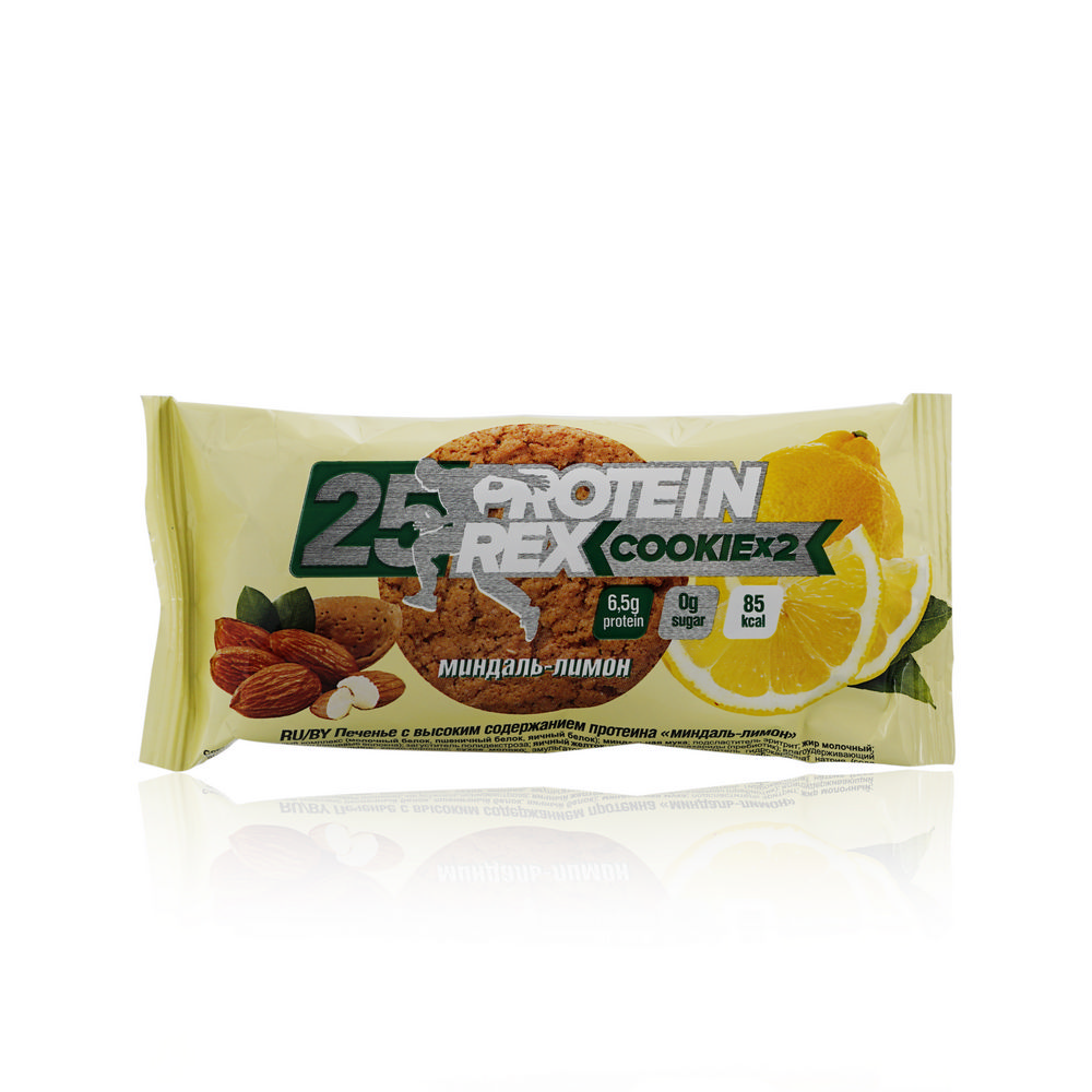 Печенье Protein Rex Cookie " Миндаль - лимон " 50г. Фото 1.