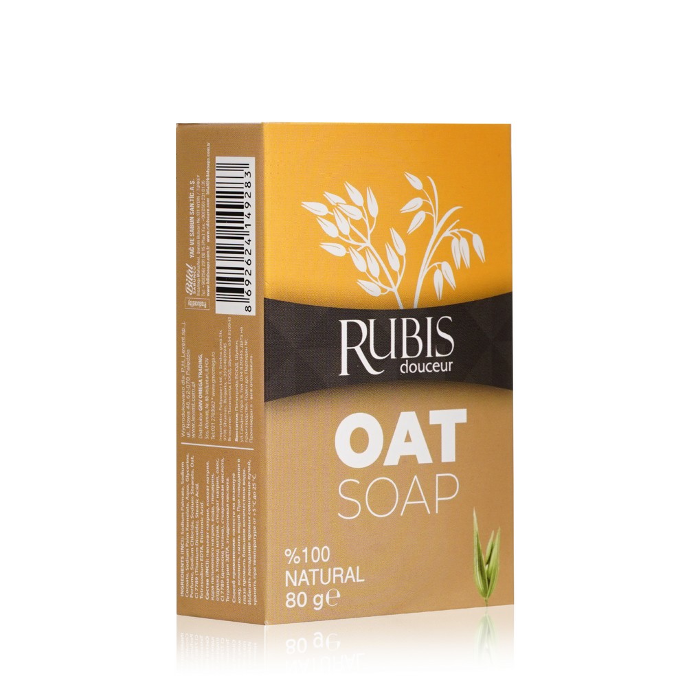 Мыло туалетное Rubis " Oat Milk Soap " 80г. Фото 3.