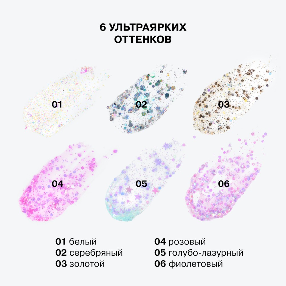 Глиттер для век на гелевой основе Influence Beauty Glitter Dose 05 , 7мл. Фото 6.