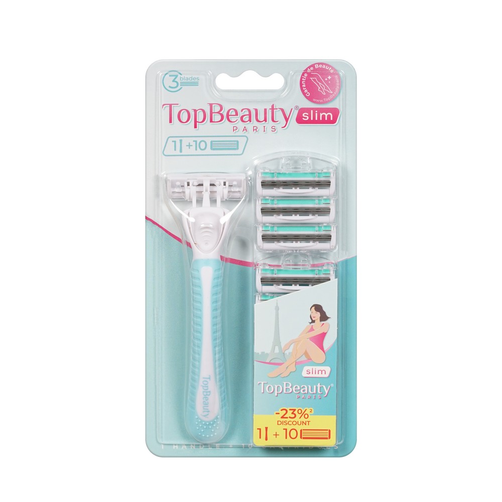 Женский станок для бритья TopBeauty + сменные кассеты 10шт. Фото 1.