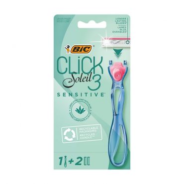 Женский станок для бритья Bic Soleil Click 3 " Sensitive " + 2 сменные кассеты.