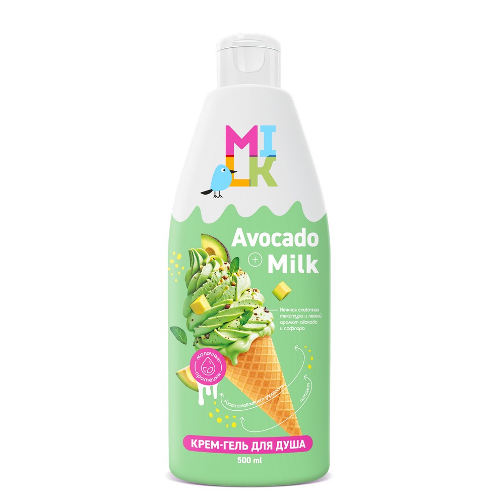 Крем - гель для душа Milk Avocado Milk 500мл. Фото 1.