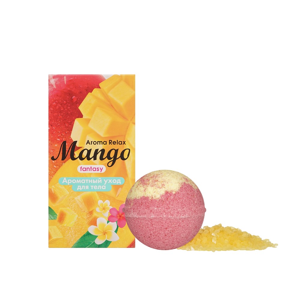 Женский подарочный набор Delicare Mango fantasy ( бурлящий шар для ванн 120г + соль для ванны 100г ). Фото 1.